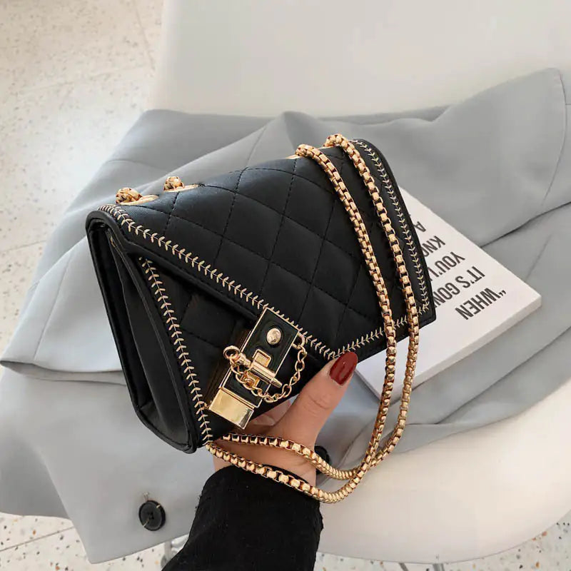 Chain Fashion Purse with Flap Closure