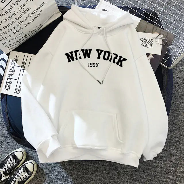 Women's "New York' Velvet Drawstring Hoodies