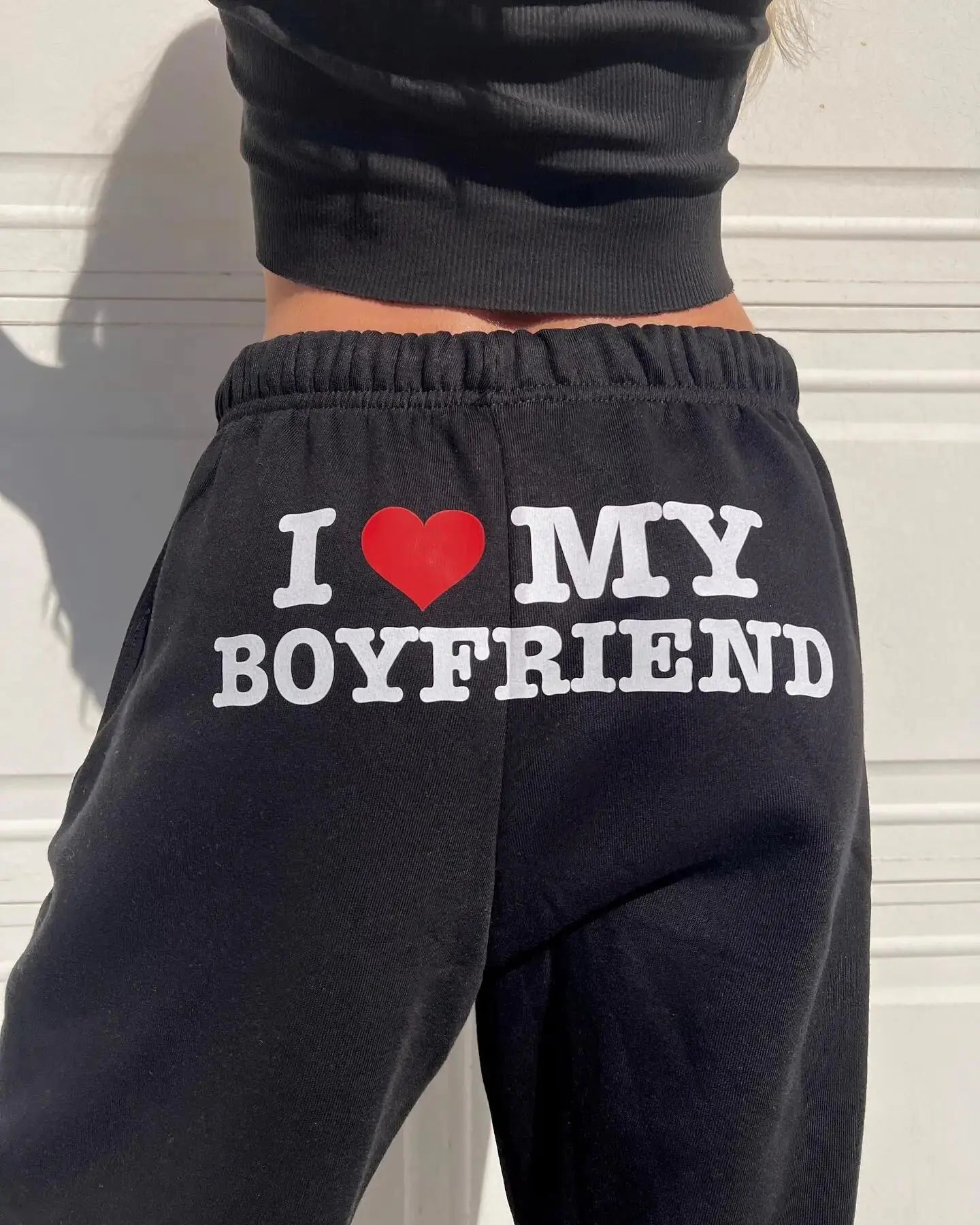 "I Love My Boyfriend" Elastic Waist Sweatpants