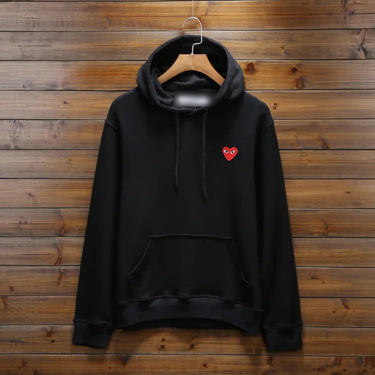 Unisex Embroidered Heart Drawstring Hoodie