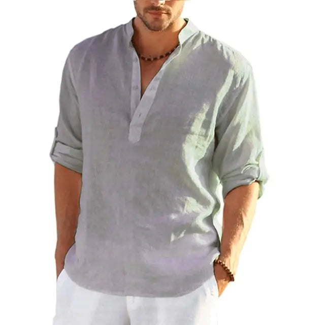 Men's Long Sleeve Quarter Button-Up Shirt