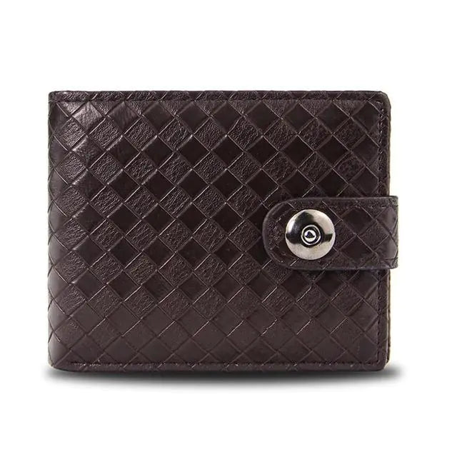 Retro Woven Pattern Leather Wallet