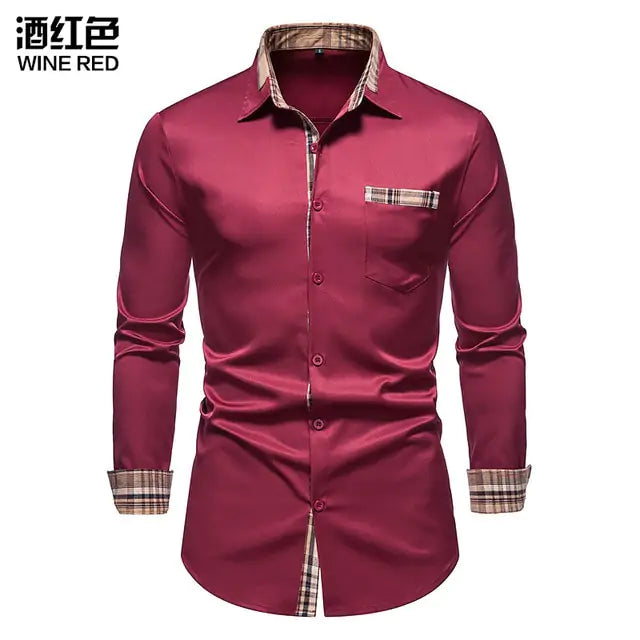 Men's Plaid Patchwork Formal Shirts