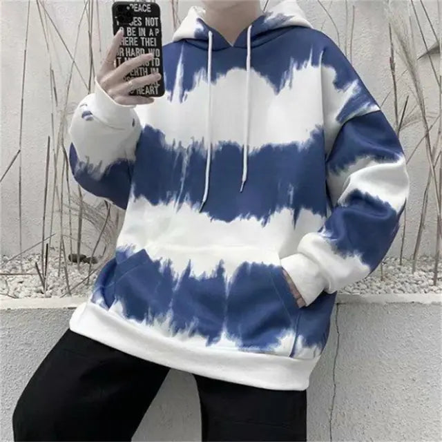 Men's Oversized Tie-Dye Drawstring Hoodies