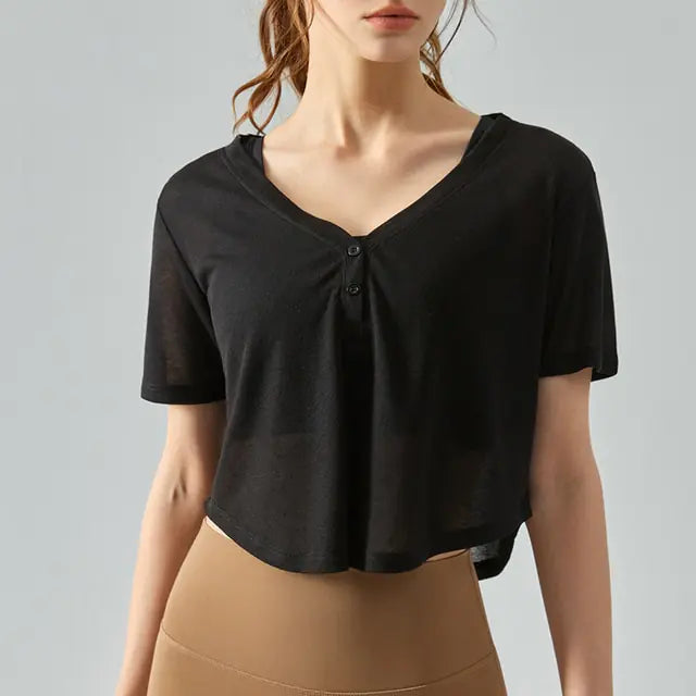 Long Sleeve V-Neck Sports Shirt