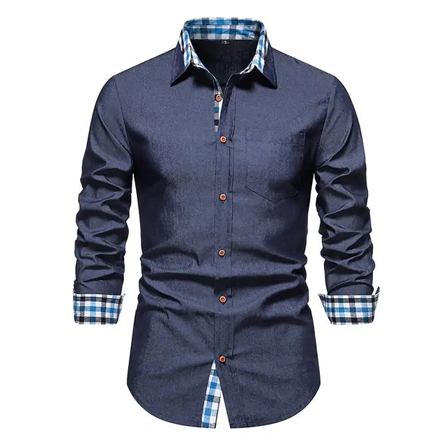 Men's Plaid Patchwork Formal Shirts