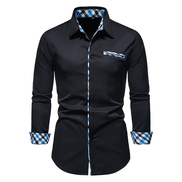 Men's Plaid Patchwork Formal Shirts