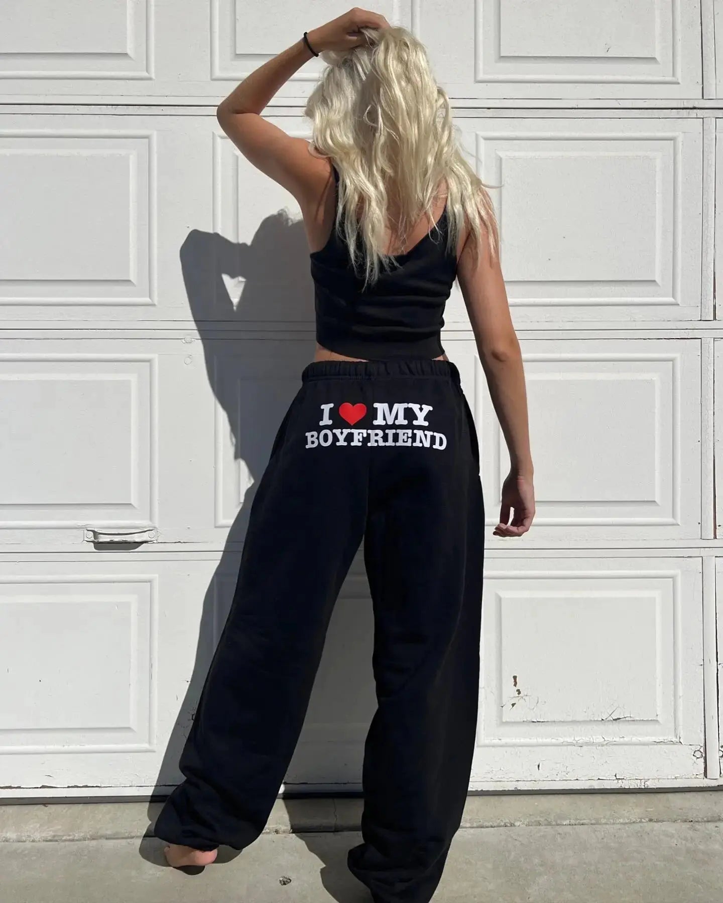 "I Love My Boyfriend" Elastic Waist Sweatpants