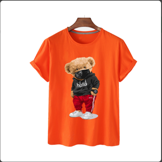 Bear Print Men's Cotton T Shirt