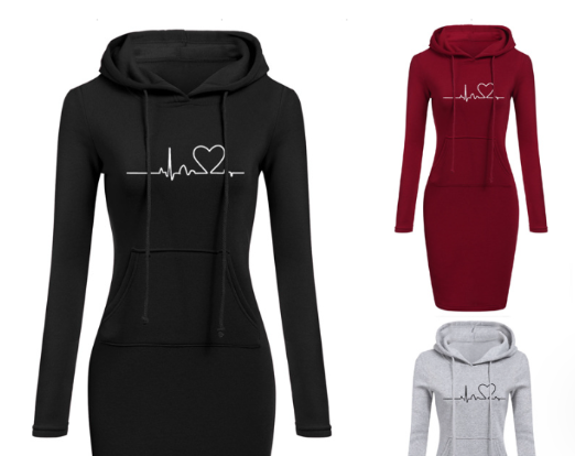 Women's Long-Sleeved Hoodie Dress