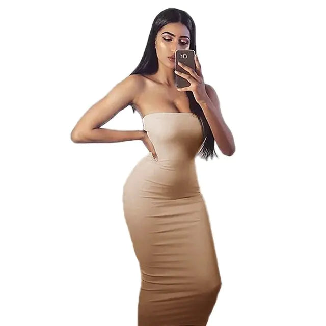Elegant Strapless Long Dress