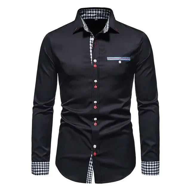 Men's Plaid Patchwork Formal Shirts