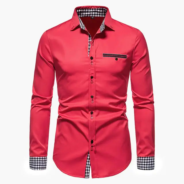 Men's Plaid Patchwork Formal Shirts
