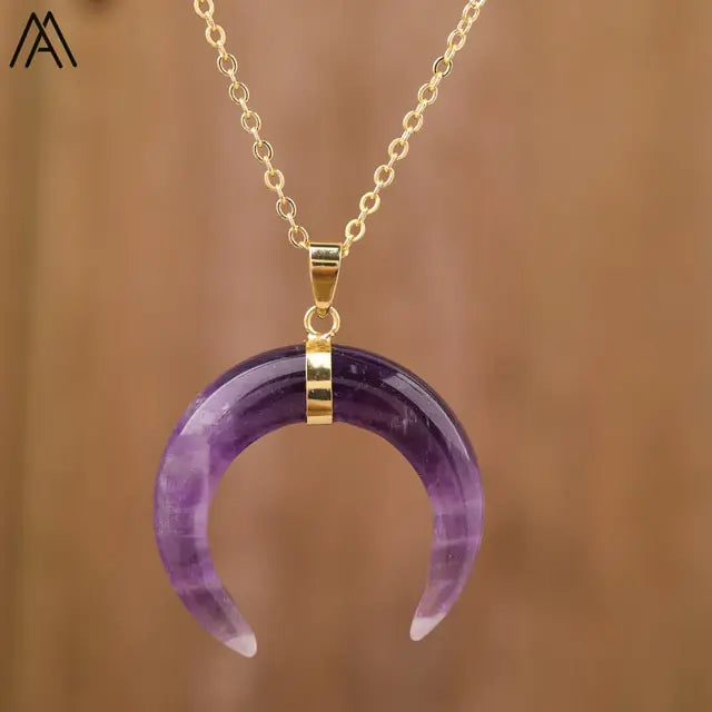 Moon Shaped Amethyst Necklace