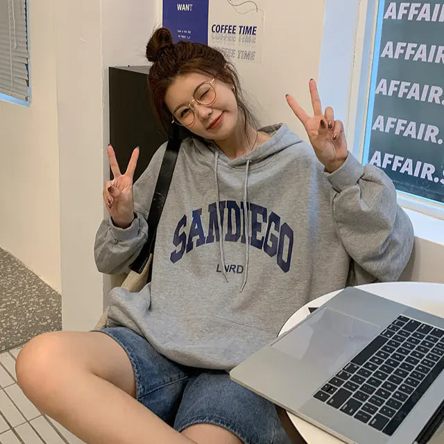 Women's Autumn Contrast Drawstring Hoodie