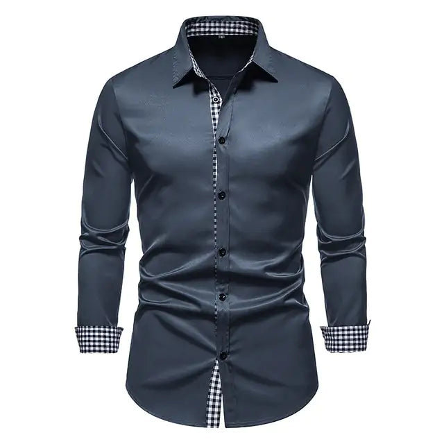 Men's Plaid Patchwork Formal Shirts