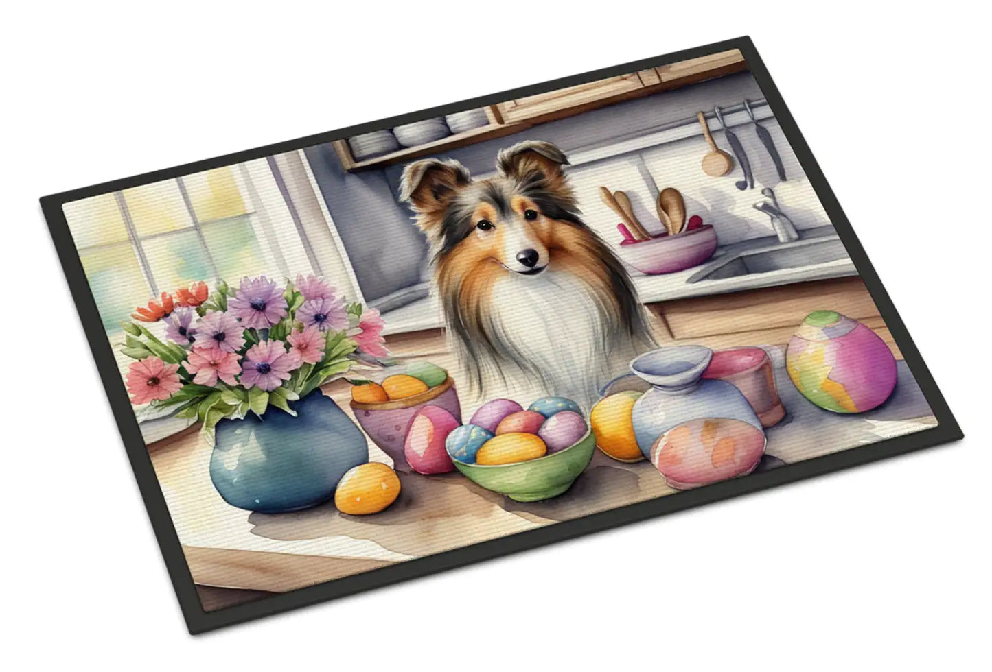 Decorating Easter Sheltie Doormat