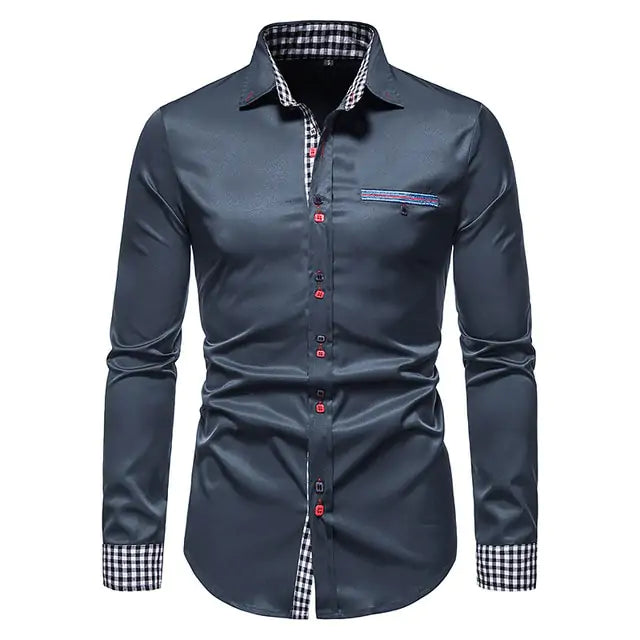 Men's Plaid Patchwork Formal Shirts