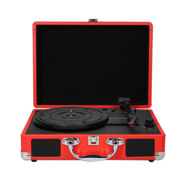 Vintage Portable Phonograph Turntable with Built-In Speakers