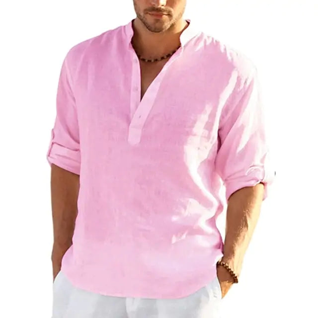 Men's Long Sleeve Quarter Button-Up Shirt