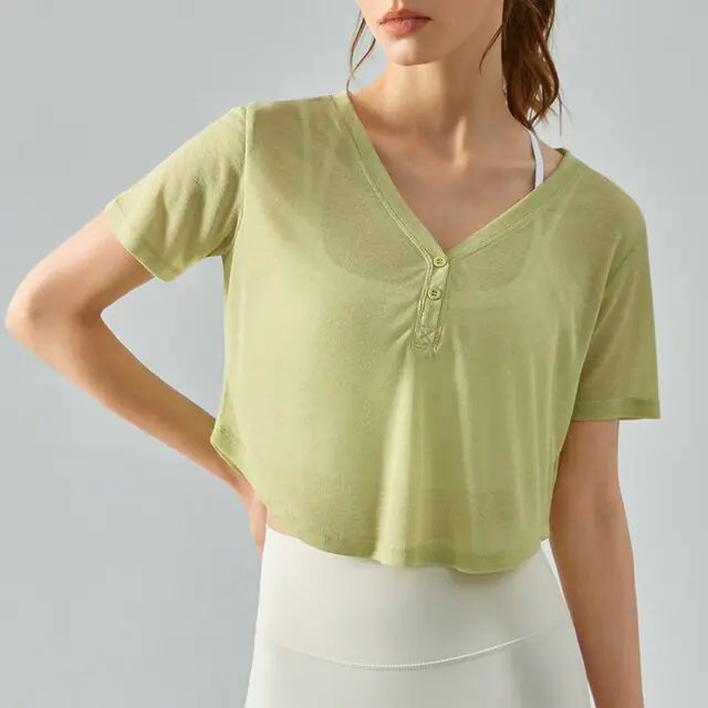 Long Sleeve V-Neck Sports Shirt