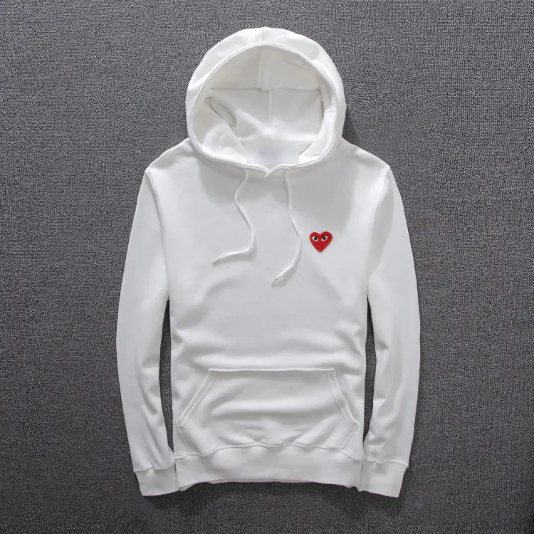 Unisex Embroidered Heart Drawstring Hoodie