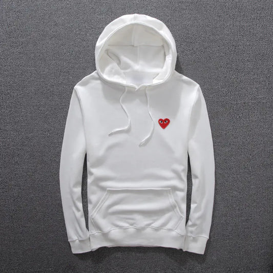 Unisex Embroidered Heart Drawstring Hoodie