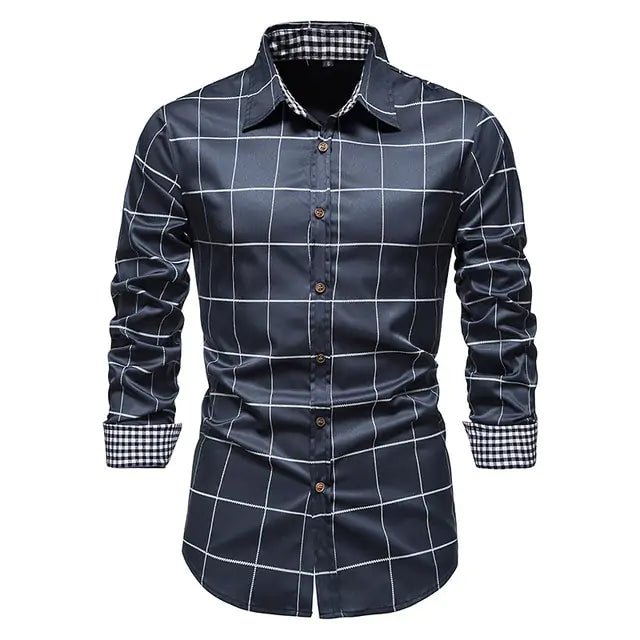 Men's Plaid Patchwork Formal Shirts
