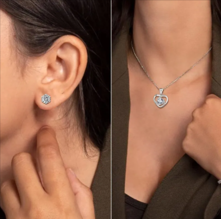 Sterling Silver Heart Jewelry Gift Set
