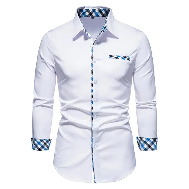 Men's Plaid Patchwork Formal Shirts