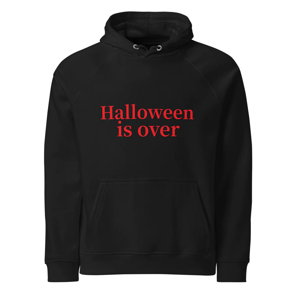 Unisex "Halloween is over, It's Christmas time!" Eco Raglan Hoodie