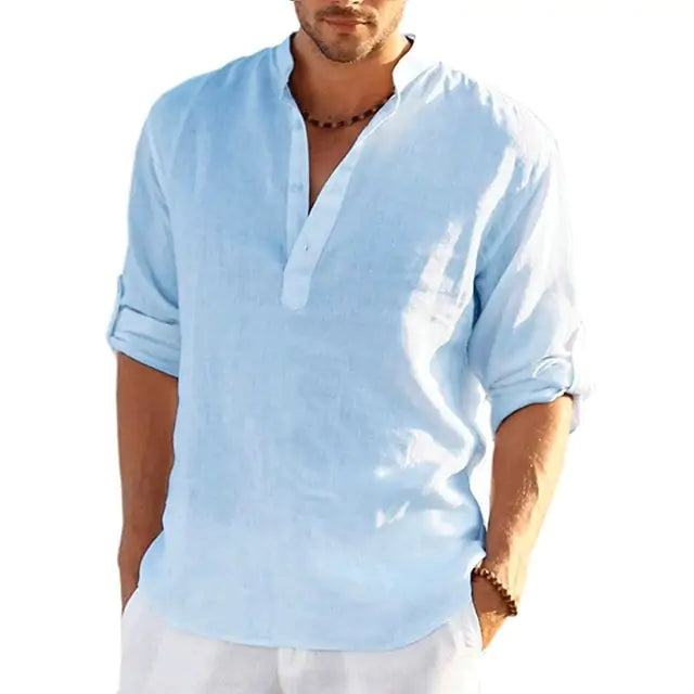 Men's Long Sleeve Quarter Button-Up Shirt