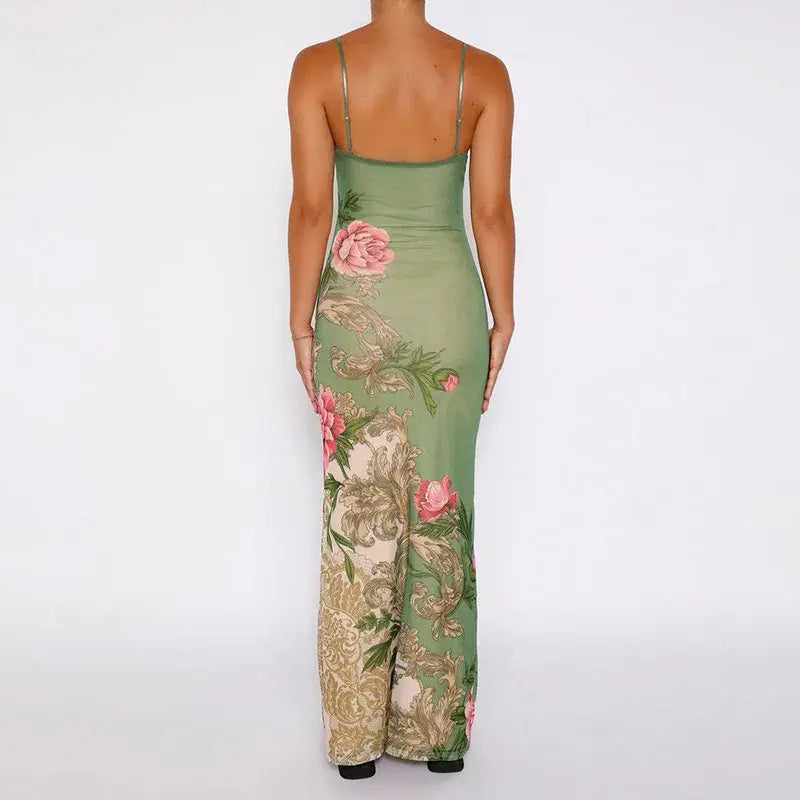 Sexy V-Neck Bohemian Dress with Straps