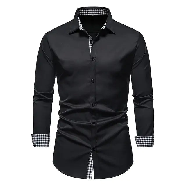 Men's Plaid Patchwork Formal Shirts
