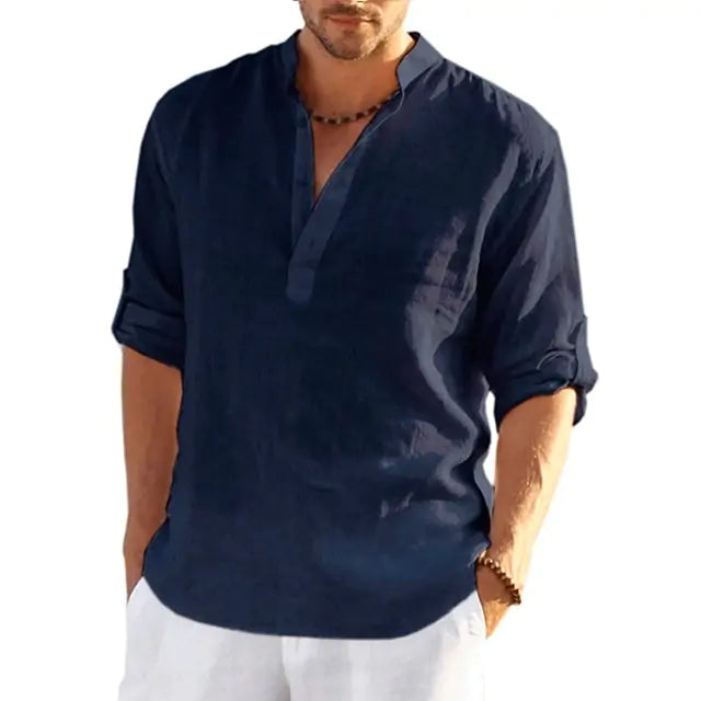 Men's Long Sleeve Quarter Button-Up Shirt
