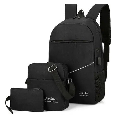 Solid Casual Backpack with USB Port