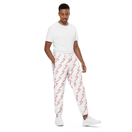 All-Over Candy Cane Print Unisex Track Pants