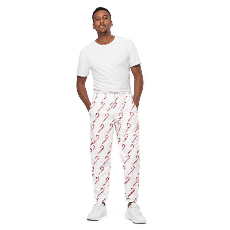 All-Over Candy Cane Print Unisex Track Pants