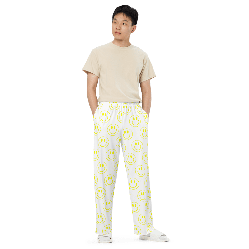 All-Over Smiley Face Unisex Wide-Legged Pants