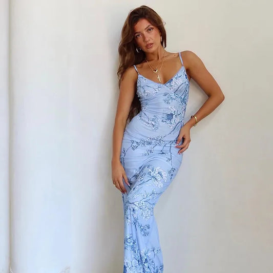 Sexy V-Neck Bohemian Dress with Straps