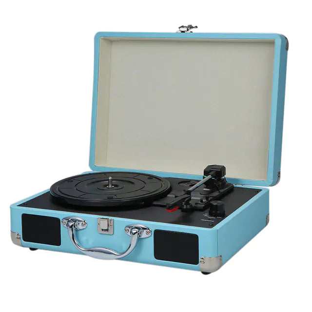 Vintage Portable Phonograph Turntable with Built-In Speakers