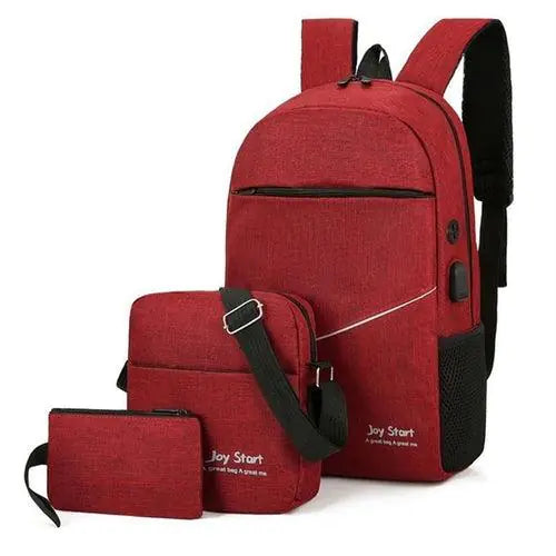 Solid Casual Backpack with USB Port