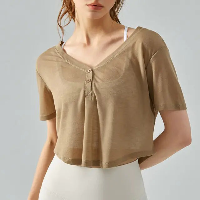 Long Sleeve V-Neck Sports Shirt