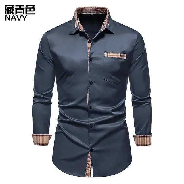 Men's Plaid Patchwork Formal Shirts