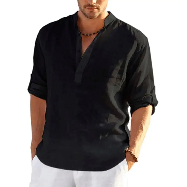 Men's Long Sleeve Quarter Button-Up Shirt