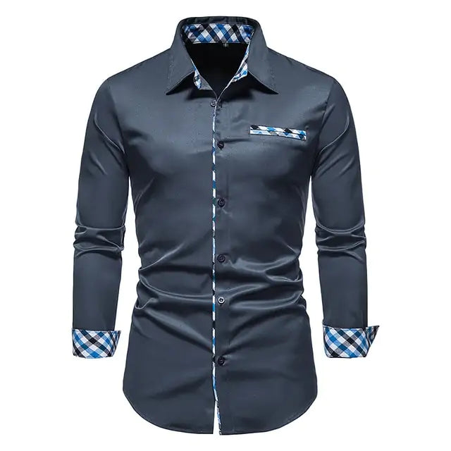 Men's Plaid Patchwork Formal Shirts
