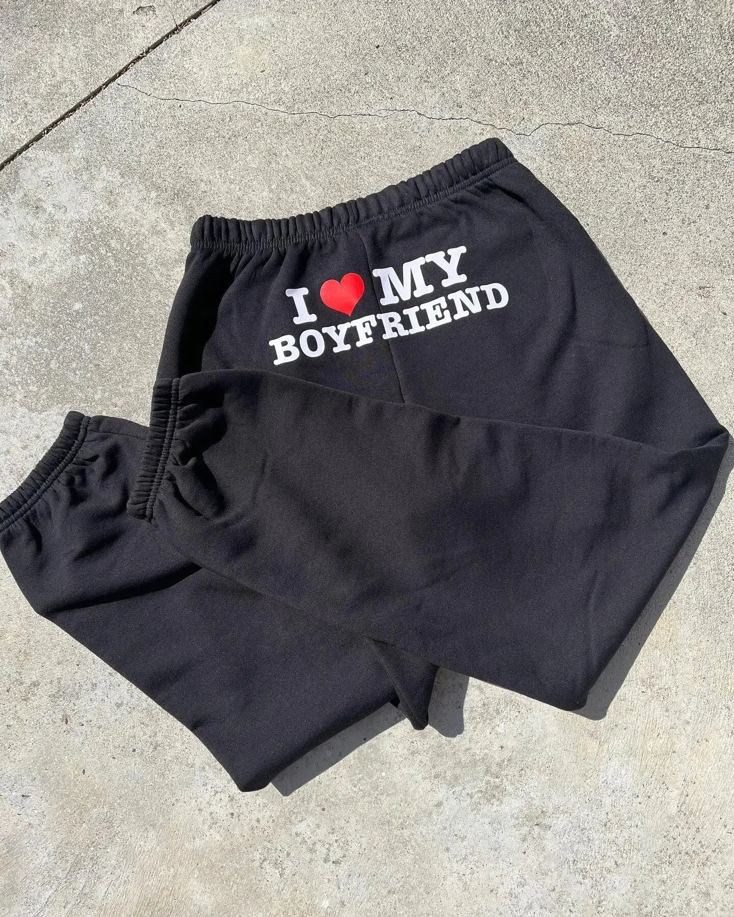 "I Love My Boyfriend" Elastic Waist Sweatpants