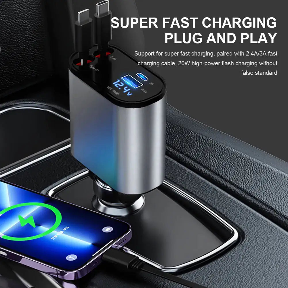 Car Dual Retractable Charging Cords
