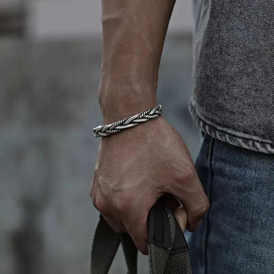 Stainless Steel Braided Bangle Bracelet