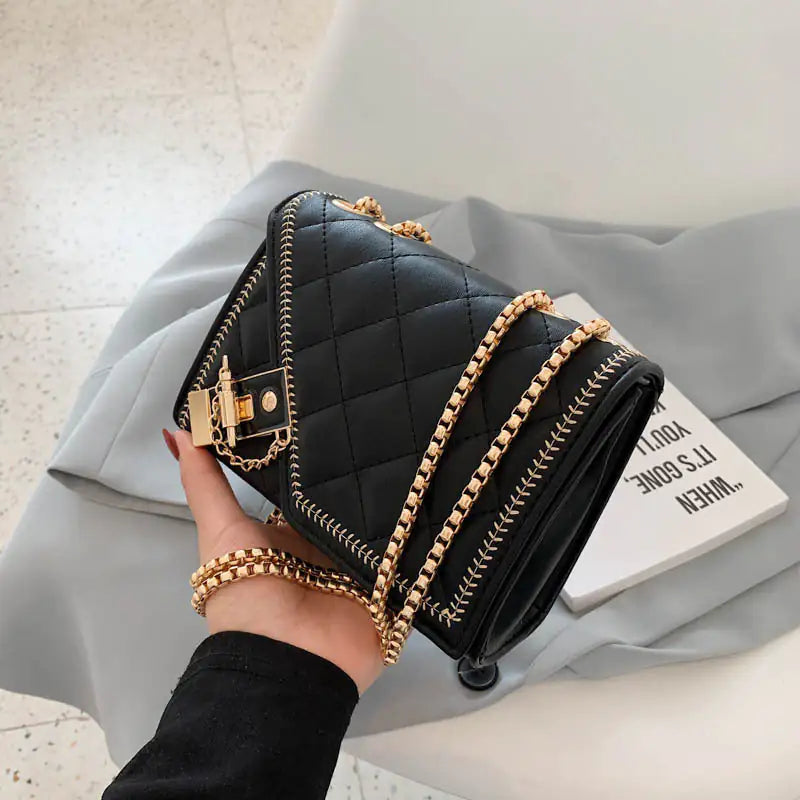 Chain Fashion Purse with Flap Closure